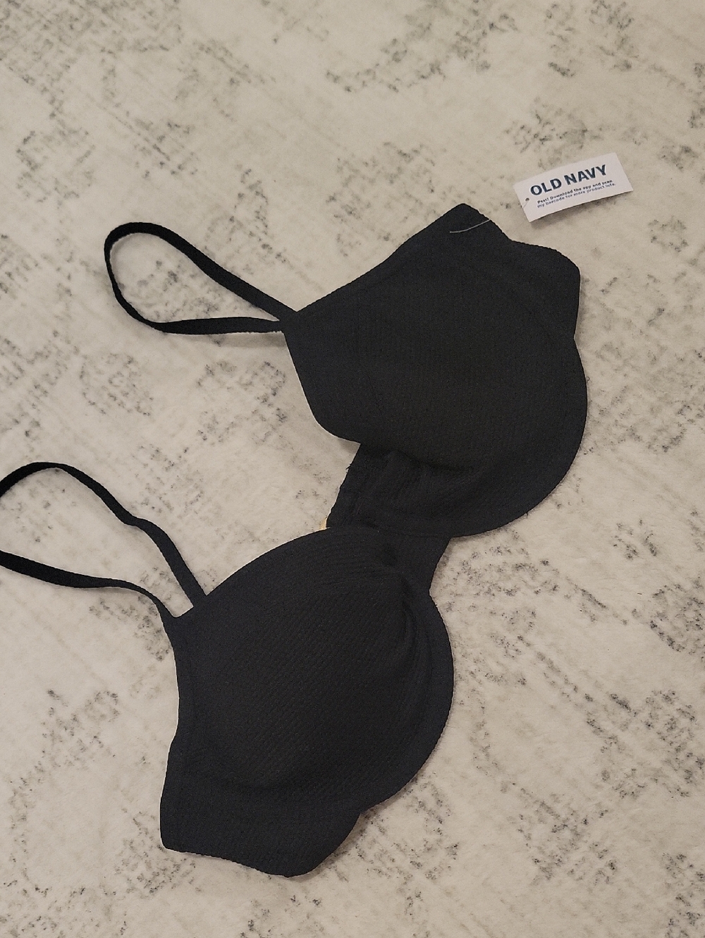 Old Navy Black Textured Underwire Swim Bra with Adjustable Straps
